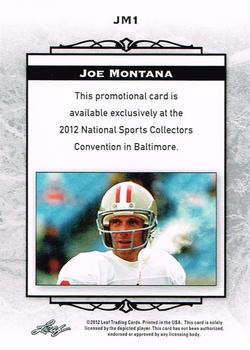 2012 Leaf National Convention #JM1 Joe Montana Back