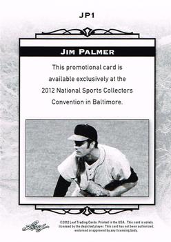 2012 Leaf National Convention #JP1 Jim Palmer Back
