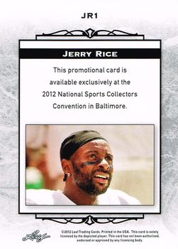 2012 Leaf National Convention #JR1 Jerry Rice Back