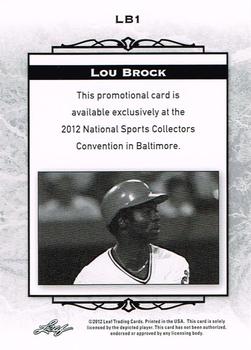 2012 Leaf National Convention #LB1 Lou Brock Back
