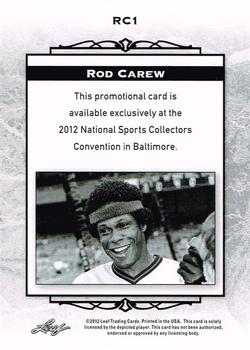 2012 Leaf National Convention #RC1 Rod Carew Back