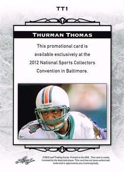 2012 Leaf National Convention #TT1 Thurman Thomas Back