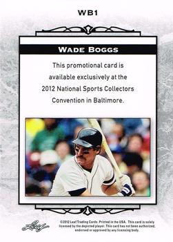 2012 Leaf National Convention #WB1 Wade Boggs Back