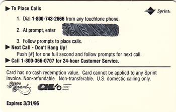1994-95 Classic Assets - Phone Cards One Minute #NNO Ki-Jana Carter Back
