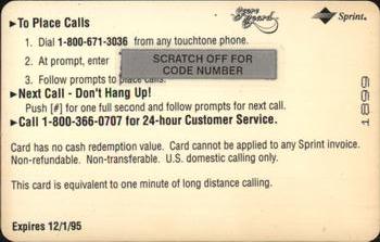 1994-95 Classic Assets - Phone Cards One Minute #NNO Charlie Garner Back