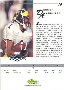 1994-95 Classic Assets - Silver Signature #16 Derrick Alexander Back