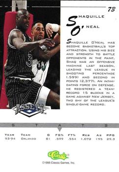 1994-95 Classic Assets - Silver Signature #73 Shaquille O'Neal Back