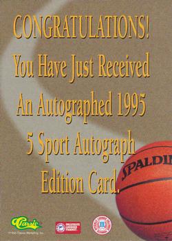 1995 Classic Five Sport - Autographs #NNO Kurt Thomas Back