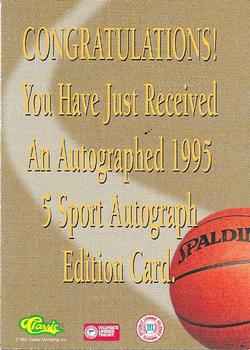 1995 Classic Five Sport - Autographs #NNO Bob Sura Back