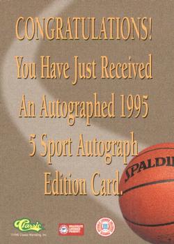 1995 Classic Five Sport - Autographs #NNO George Zidek Back