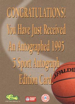 1995 Classic Five Sport - Autographs #NNO Sherrell Ford Back