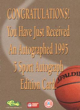 1995 Classic Five Sport - Autographs #NNO Jerome Allen Back