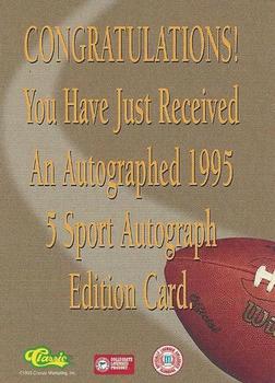 1995 Classic Five Sport - Autographs #NNO Steve McNair Back