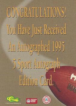 1995 Classic Five Sport - Autographs #NNO Kerry Collins Back