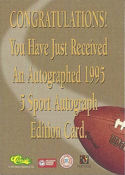 1995 Classic Five Sport - Autographs #NNO Napoleon Kaufman Back