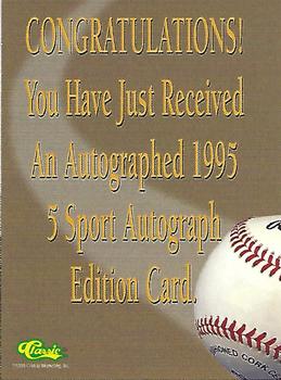 1995 Classic Five Sport - Autographs #NNO Ben Grieve Back
