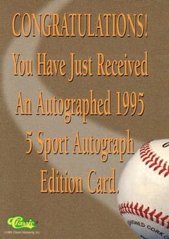 1995 Classic Five Sport - Autographs #NNO Michael Barrett Back
