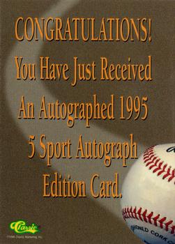 1995 Classic Five Sport - Autographs #NNO Todd Greene Back