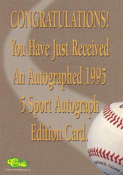 1995 Classic Five Sport - Autographs #NNO Nomar Garciaparra Back