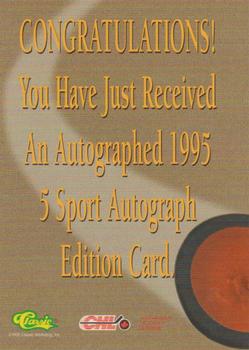 1995 Classic Five Sport #NNO Nolan Baumgartner Back