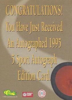 1995 Classic Five Sport - Autographs #NNO Kaj Linna Back