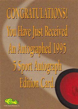 1995 Classic Five Sport - Autographs #NNO Christian Laflamme Back