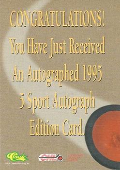 1995 Classic Five Sport - Autographs #NNO Chris Van Dyk Back