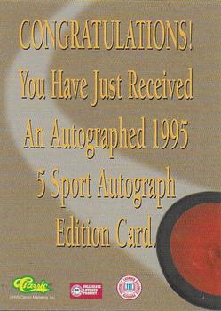 1995 Classic Five Sport - Autographs #NNO Kent Ferns Back