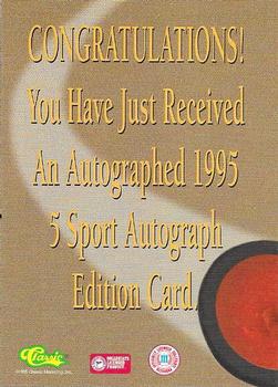 1995 Classic Five Sport - Autographs #NNO Adam Wiesel Back