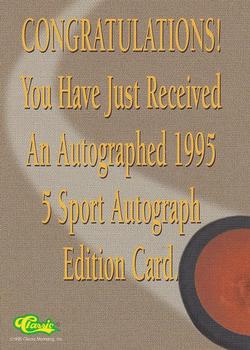 1995 Classic Five Sport - Autographs #NNO Radek Dvorak Back