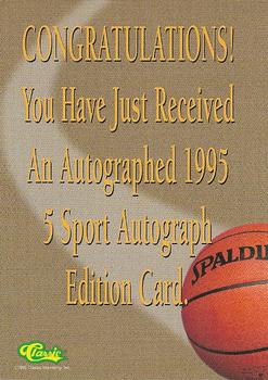 1995 Classic Five Sport - Autographs #NNO Jason Kidd Back