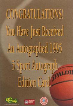 1995 Classic Five Sport - Autographs Numbered #NNO Bob Sura Back