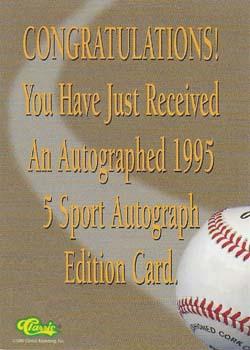 1995 Classic Five Sport - Autographs Numbered #NNO Todd Greene Back