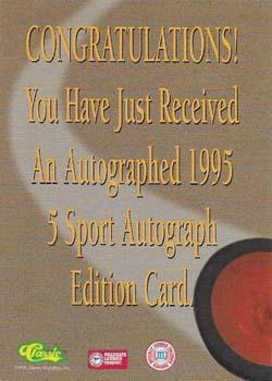 1995 Classic Five Sport - Autographs Numbered #NNO Ed Jovanovski Back
