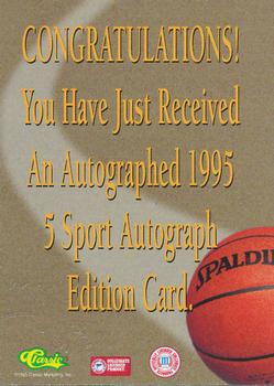 1995 Classic Five Sport - Autographs Numbered #NNO Kurt Thomas Back