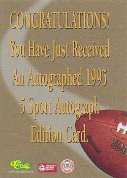 1995 Classic Five Sport - Autographs Numbered #NNO John Walsh Back