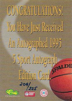 1995 Classic Five Sport - Autographs Numbered #NNO Damon Stoudamire Back
