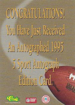 1995 Classic Five Sport - Autographs Numbered #NNO Kerry Collins Back