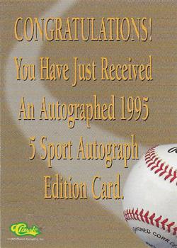 1995 Classic Five Sport - Autographs Numbered #NNO Jermaine Dye Back