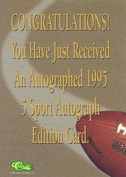 1995 Classic Five Sport - Autographs Numbered #NNO Steve Young Back
