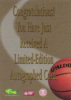 1995-96 Classic Five Sport Signings - Autographs #NNO Jerome Allen Back
