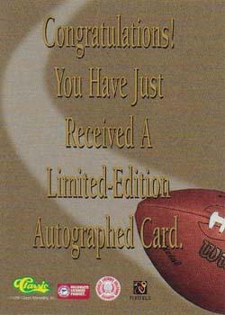 1995-96 Classic Five Sport Signings - Autographs #NNO Joey Galloway Back