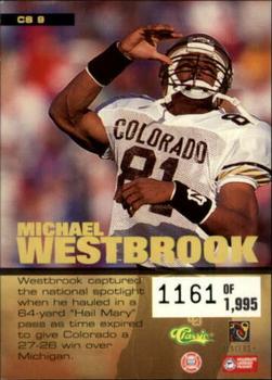 1995 Classic Five Sport - Classic Standouts #CS 9 Michael Westbrook Back