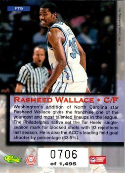 1995 Classic Five Sport #FT9 Rasheed Wallace Back