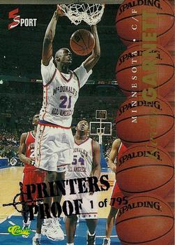 1995 Classic Five Sport - Printer's Proofs #5 Kevin Garnett Front