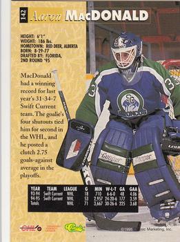 1995 Classic Five Sport - Printer's Proofs #142 Aaron MacDonald Back