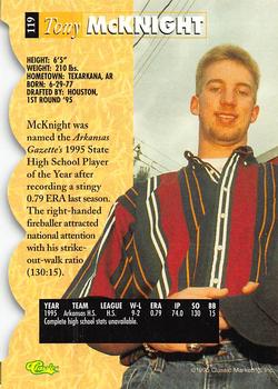 1995 Classic Five Sport - Silver Die Cuts #119 Tony McKnight Back