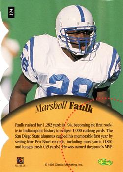 1995 Classic Five Sport - Silver Die Cuts #194 Marshall Faulk Back