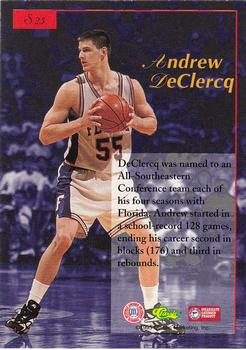 1995-96 Classic Five Sport Signings #S25 Andrew DeClercq Back