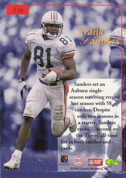 1995-96 Classic Five Sport Signings #S54 Frank Sanders Back